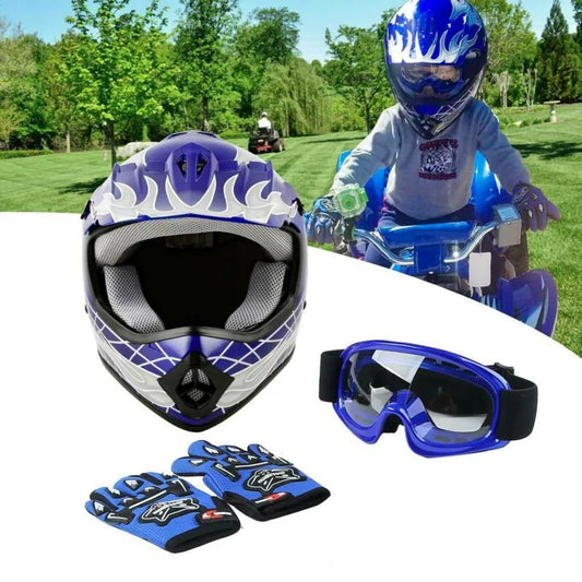 Youth Kids Blue Dirt Bike Helmet