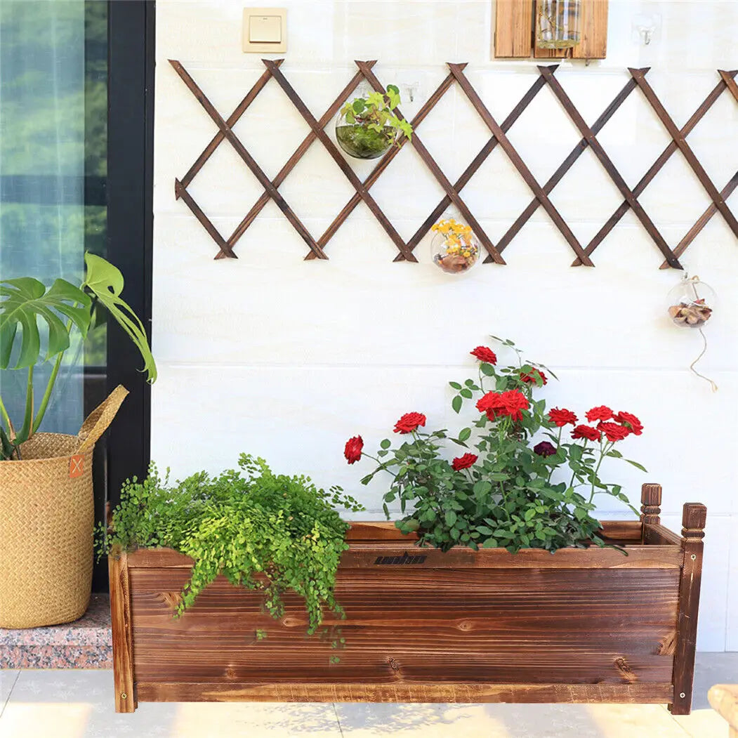 Raised Wood Planter Box Outdoor Planter Beds