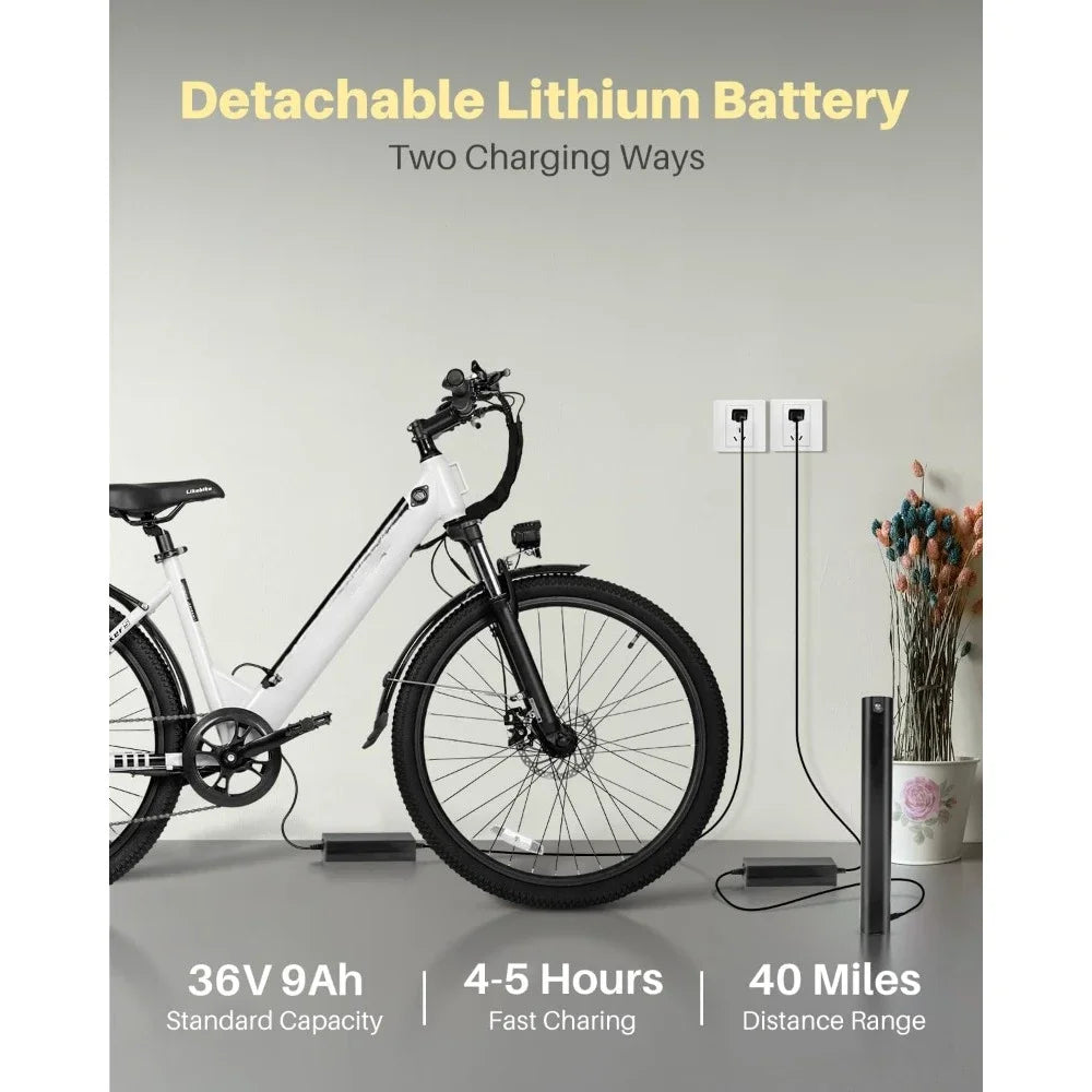 Electric Bike, 36V 9Ah Removable Battery