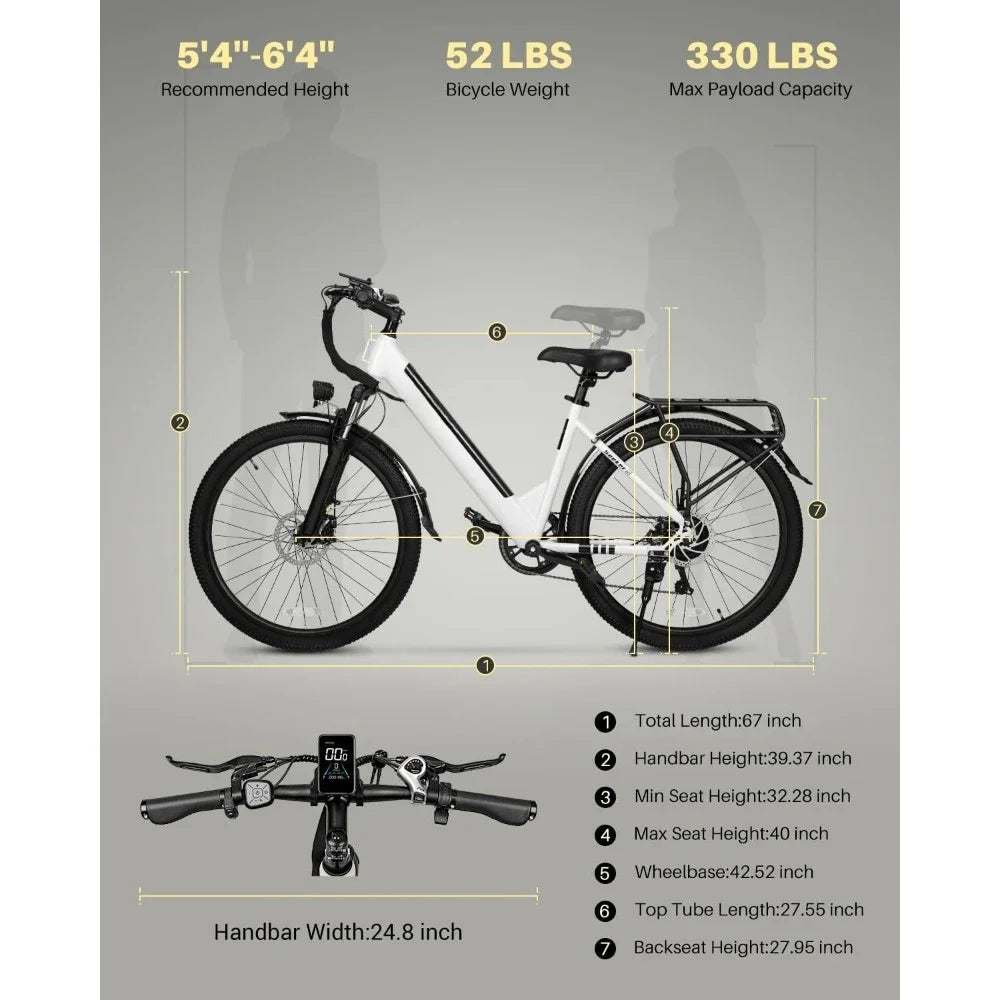 Electric Bike, 36V 9Ah Removable Battery