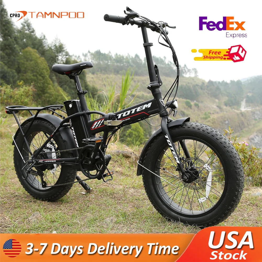 Electric Bike for Adults 500W Motor 48V 10.4Ah Battery Powerful Electric Bicycle Shimano 7-Speed 20” x 4” Fat Tire Folding Ebike - Adventure Rite