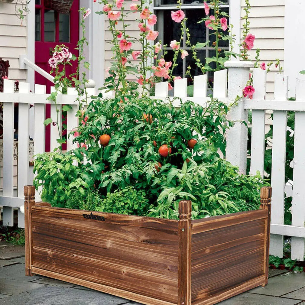 Raised Wood Planter Box Outdoor Planter Beds