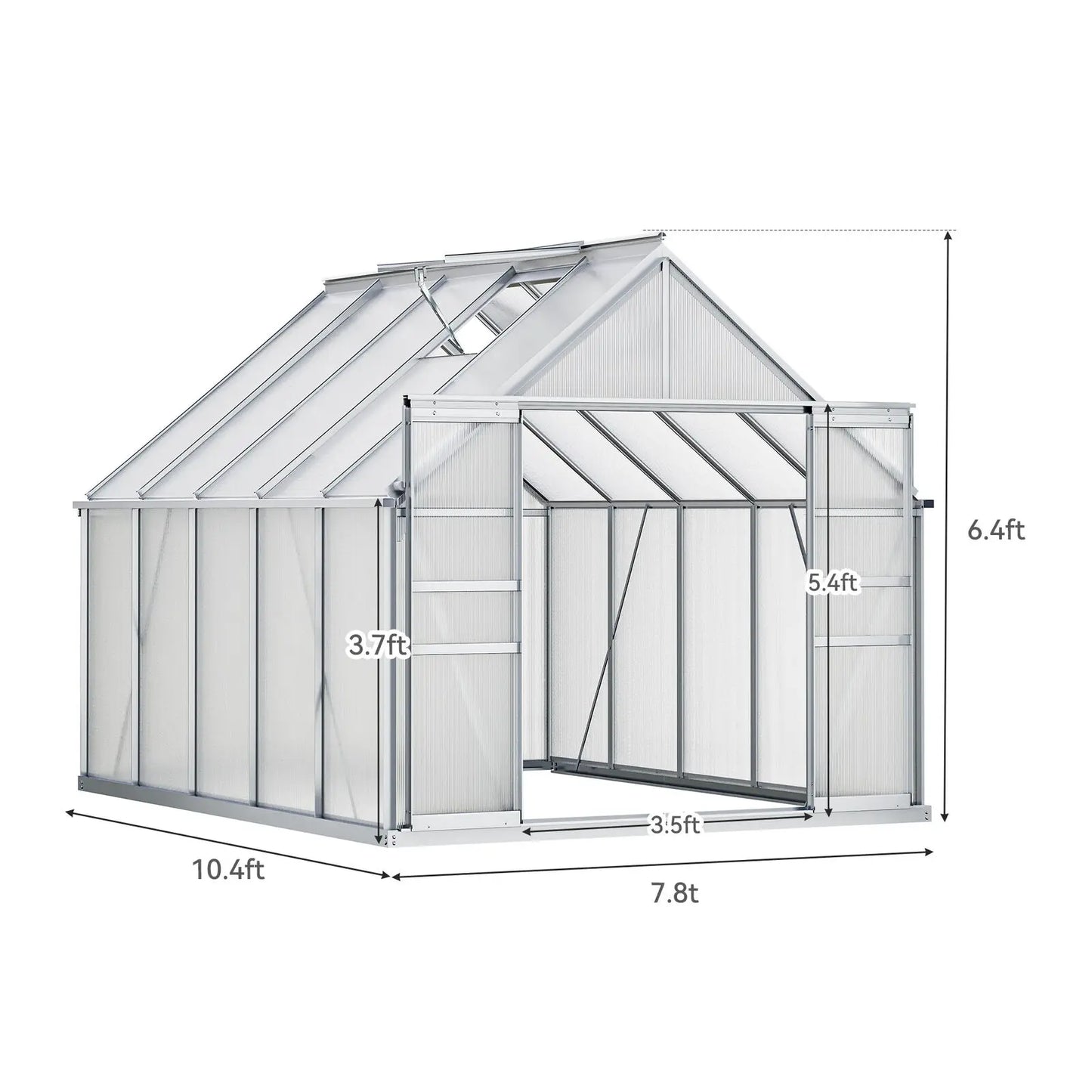 8x10 foot walk-in greenhouse